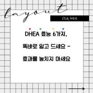 DHEA 효능 6가지, 똑바로 알고 드세요 – 효과를 놓치지 마세요