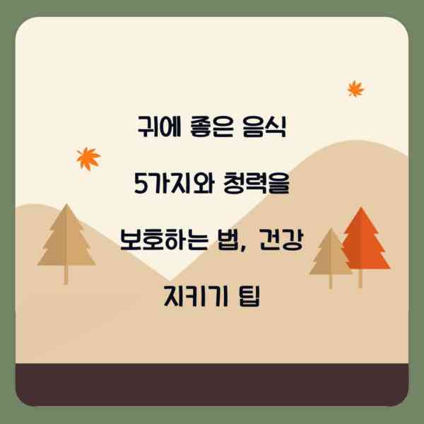 귀에 좋은 음식 5가지와 청력을 보호하는 법, 건강 지키기 팁