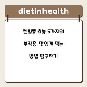 렌틸콩 효능 5가지와 부작용, 맛있게 먹는 방법 탐구하기