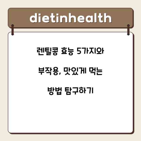 렌틸콩 효능 5가지와 부작용, 맛있게 먹는 방법 탐구하기
