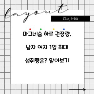 마그네슘 하루 권장량, 남자 여자 1일 최대 섭취량은? 알아보기