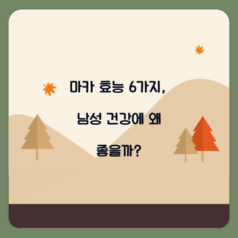 마카 효능 6가지, 남성 건강에 왜 좋을까?