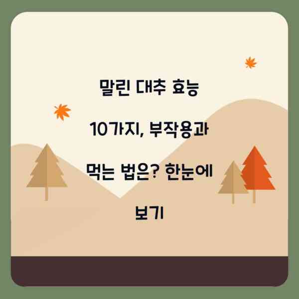 말린 대추 효능 10가지, 부작용과 먹는 법은? 한눈에 보기