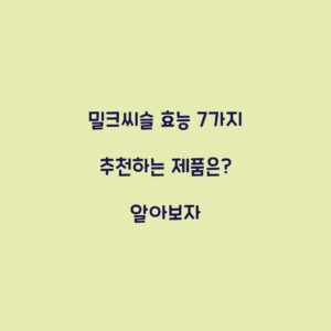 밀크씨슬 효능 7가지 추천하는 제품은? 알아보자