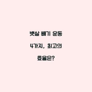 뱃살 빼기 운동 4가지, 최고의 효율은?