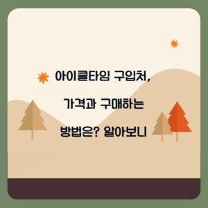 아이클타임 구입처, 가격과 구매하는 방법은? 알아보니
