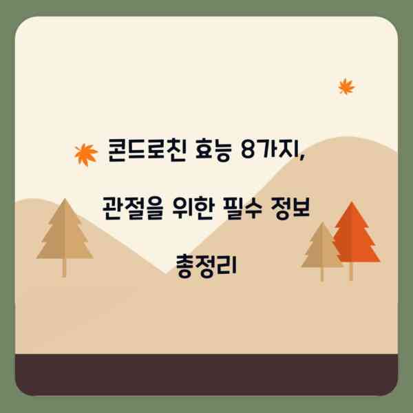 콘드로친 효능 8가지, 관절을 위한 필수 정보 총정리