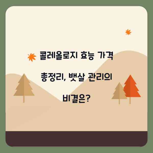 콜레올로지 효능 가격 총정리, 뱃살 관리의 비결은?