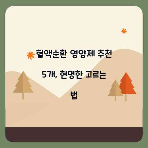 혈액순환 영양제 추천 5개, 현명한 고르는 법