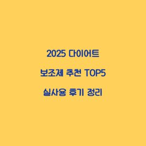 2025 다이어트 보조제 추천 TOP5 실사용 후기 정리