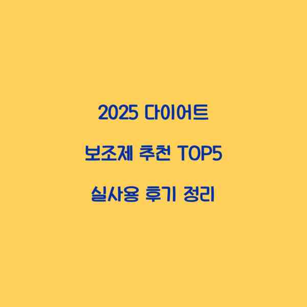 2025 다이어트 보조제 추천 TOP5 실사용 후기 정리