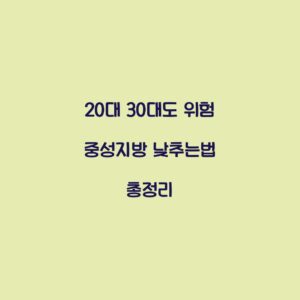 20대 30대도 위험 중성지방 낮추는법 총정리
