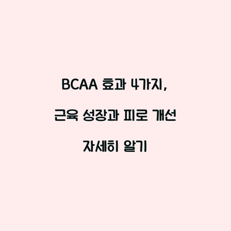 BCAA 효과 4가지, 근육 성장과 피로 개선 자세히 알기
