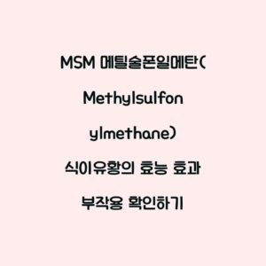 MSM 메틸술폰일메탄(Methylsulfonylmethane) 식이유황의 효능 효과 부작용 확인하기