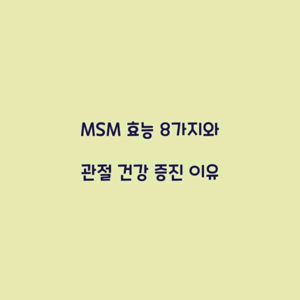MSM 효능 8가지와 관절 건강 증진 이유