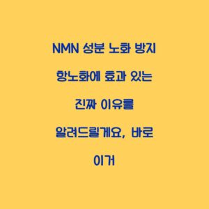 NMN 성분 노화 방지 항노화에 효과 있는 진짜 이유를 알려드릴게요, 바로 이거