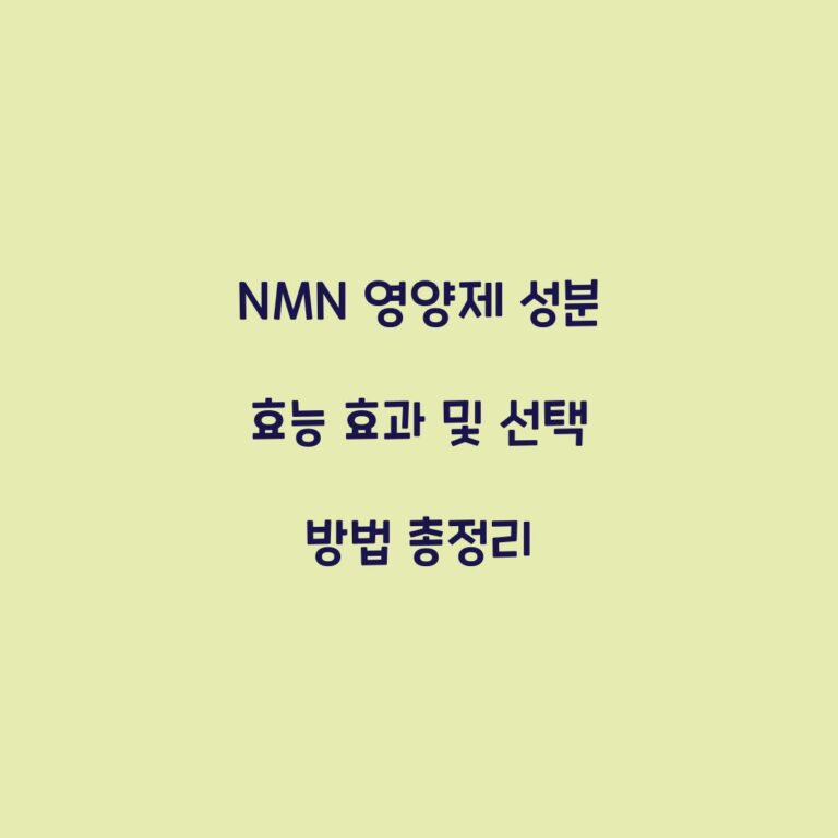 NMN 영양제 성분 효능 효과 및 선택 방법 총정리