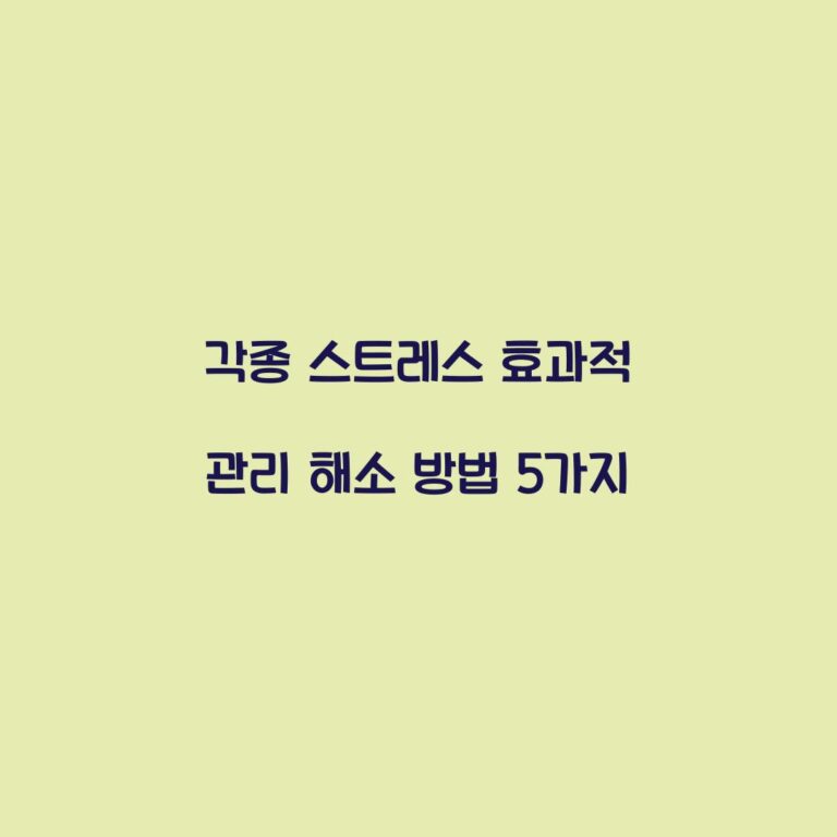 각종 스트레스 효과적 관리 해소 방법 5가지