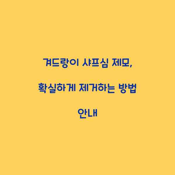 겨드랑이 샤프심 제모, 확실하게 제거하는 방법 안내