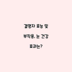 결명자 효능 및 부작용, 눈 건강 효과는?