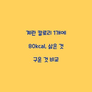 계란 칼로리 1개에 80kcal, 삶은 것 구운 것 비교