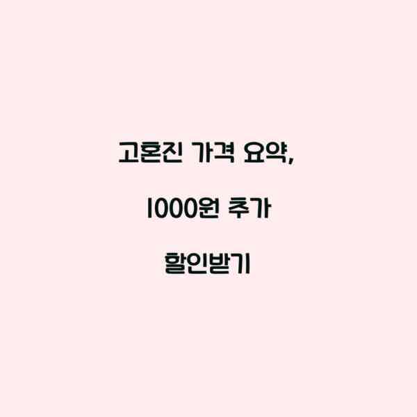 고혼진 가격 요약, 1000원 추가 할인받기
