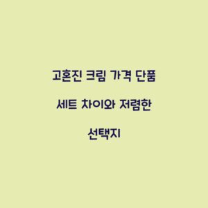 고혼진 크림 가격 단품 세트 차이와 저렴한 선택지
