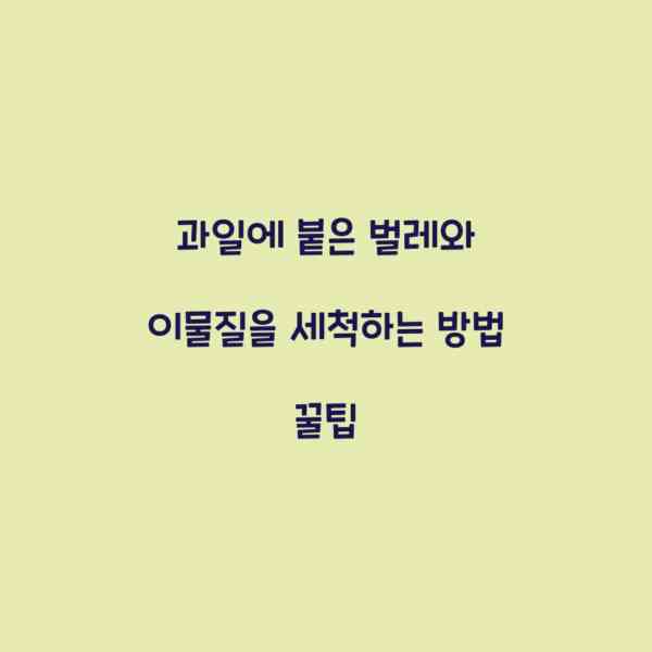 과일에 붙은 벌레와 이물질을 세척하는 방법 꿀팁