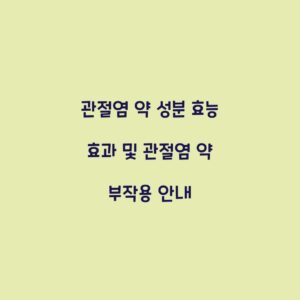 관절염 약 성분 효능 효과 및 관절염 약 부작용 안내