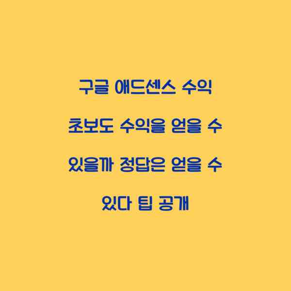 구글 애드센스 수익 초보도 수익을 얻을 수 있을까 정답은 얻을 수 있다 팁 공개