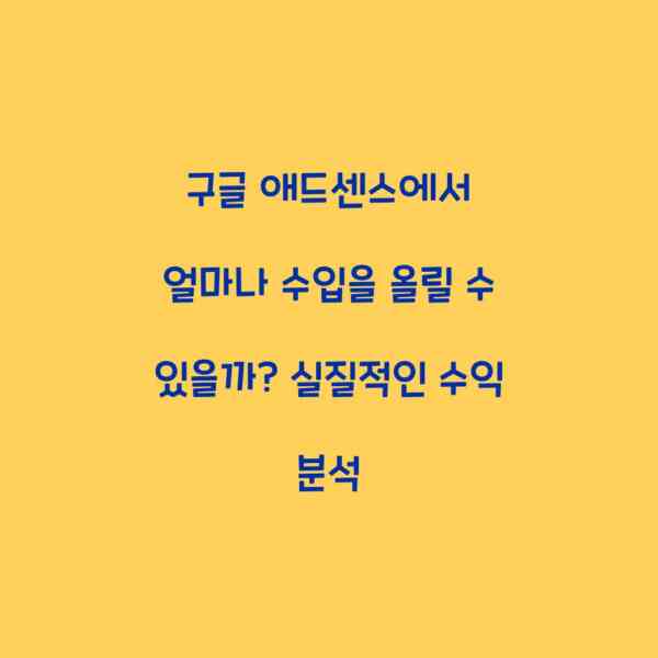 구글 애드센스에서 얼마나 수입을 올릴 수 있을까? 실질적인 수익 분석