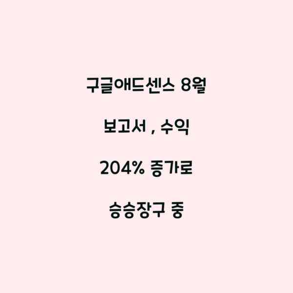 구글애드센스 8월 보고서 , 수익 204% 증가로 승승장구 중