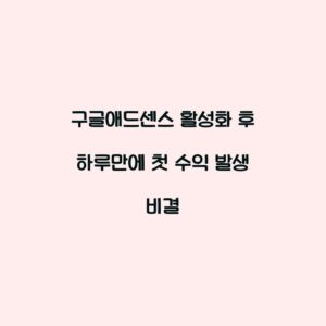 구글애드센스 활성화 후 하루만에 첫 수익 발생 비결