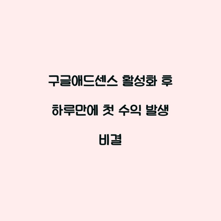 구글애드센스 활성화 후 하루만에 첫 수익 발생 비결