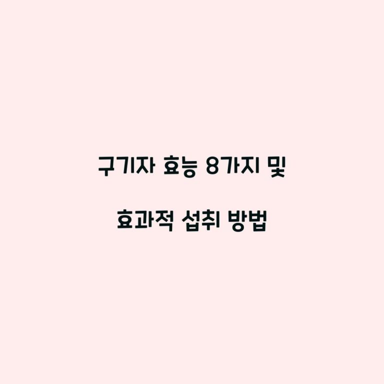 구기자 효능 8가지 및 효과적 섭취 방법