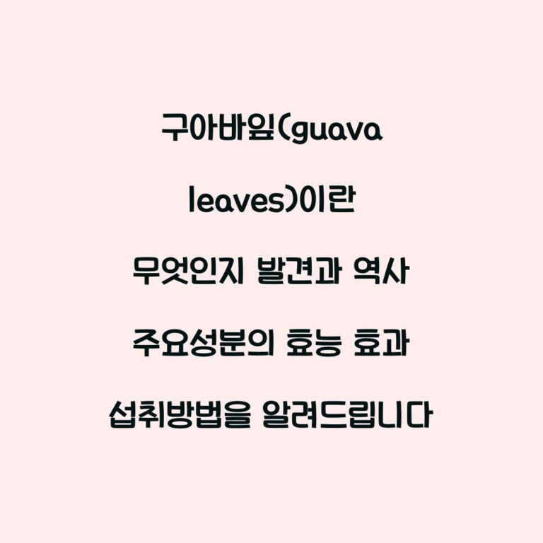 구아바잎(guava leaves)이란 무엇인지 발견과 역사 주요성분의 효능 효과 섭취방법을 알려드립니다