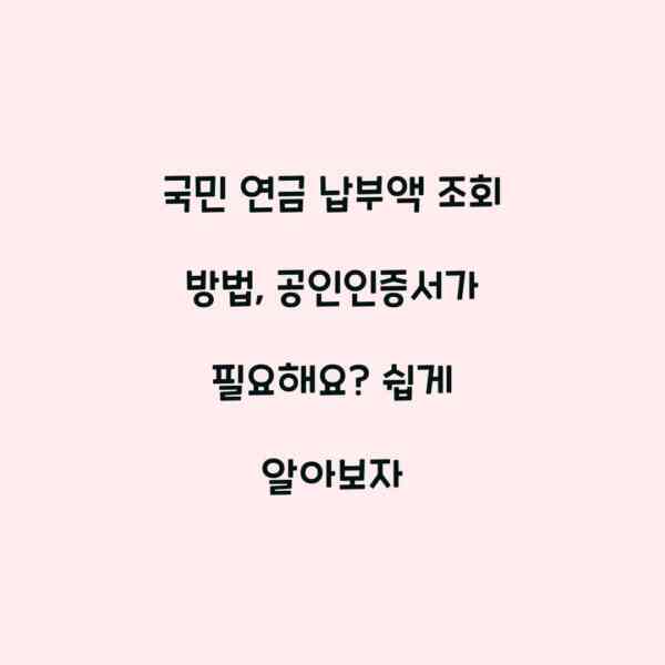 국민 연금 납부액 조회 방법, 공인인증서가 필요해요? 쉽게 알아보자