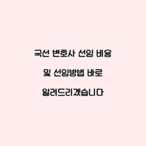 국선 변호사 선임 비용 및 선임방법 바로 알려드리겠습니다