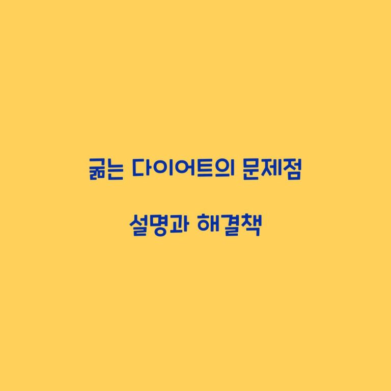 굶는 다이어트의 문제점 설명과 해결책