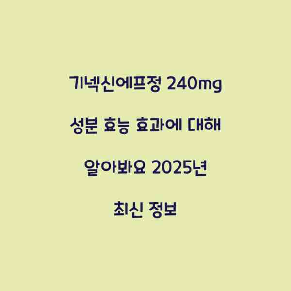 기넥신에프정 240mg 성분 효능 효과에 대해 알아봐요 2025년 최신 정보