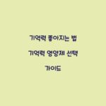 기억력 좋아지는 법 기억력 영양제 선택 가이드