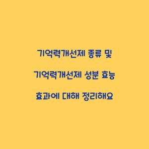 기억력개선제 종류 및 기억력개선제 성분 효능 효과에 대해 정리해요