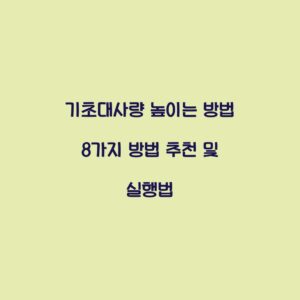 기초대사량 높이는 방법 8가지 방법 추천 및 실행법