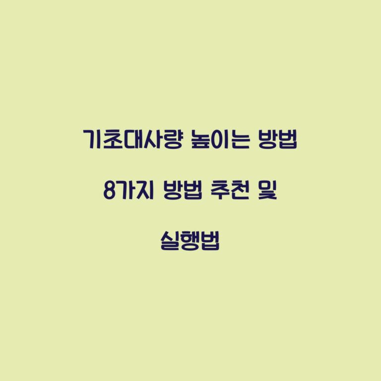기초대사량 높이는 방법 8가지 방법 추천 및 실행법
