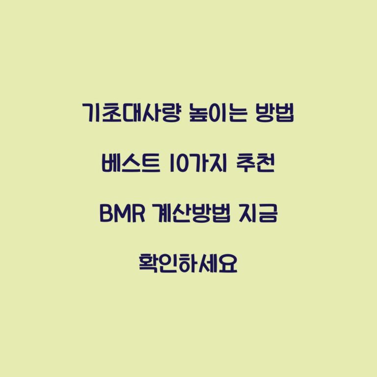 기초대사량 높이는 방법 베스트 10가지 추천 BMR 계산방법 지금 확인하세요