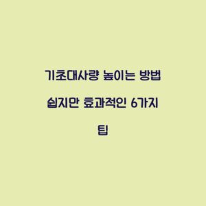 기초대사량 높이는 방법 쉽지만 효과적인 6가지 팁