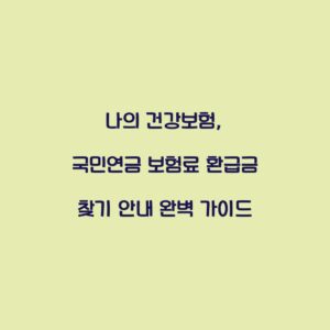 나의 건강보험, 국민연금 보험료 환급금 찾기 안내 완벽 가이드