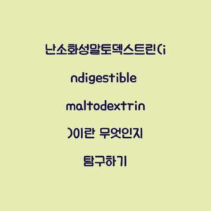 난소화성말토덱스트린(indigestible maltodextrin)이란 무엇인지 탐구하기