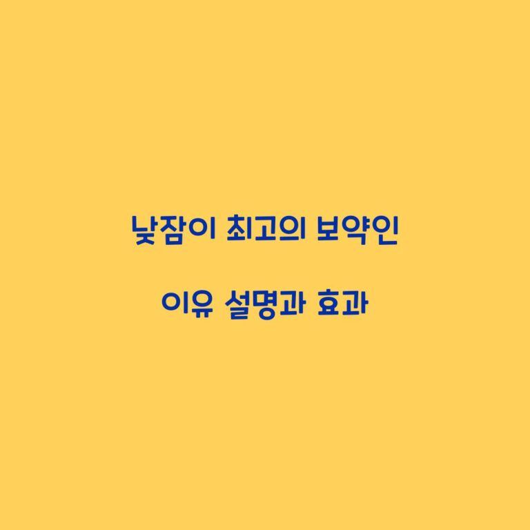낮잠이 최고의 보약인 이유 설명과 효과