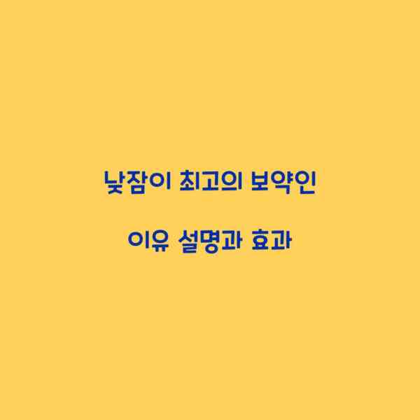 낮잠이 최고의 보약인 이유 설명과 효과